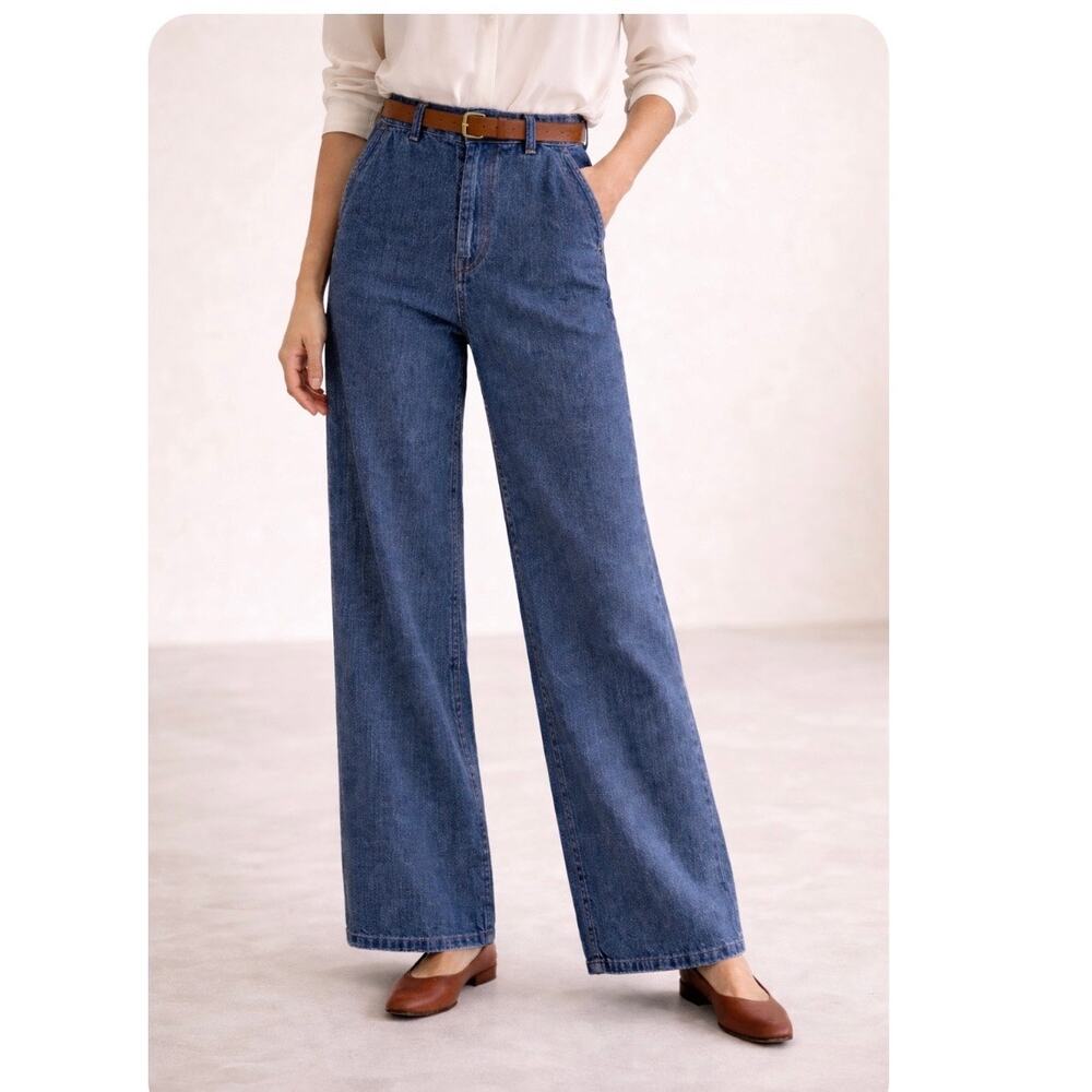 Jenni Kayne High-Rise Wide-Leg Denim Trouser Jeans